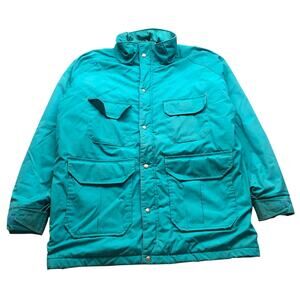 Vintage 90s Woolrich Wool Blend Plaid Lined Parka Coat Jacket Womens Medium Teal